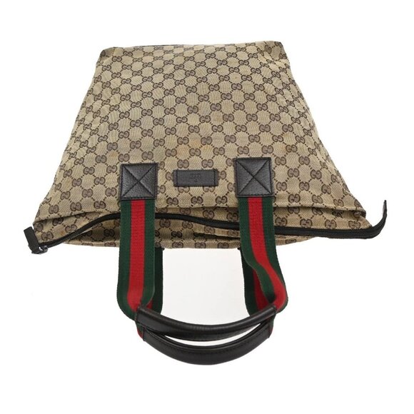 GUCCI GG Logo Sherry Line Shoulder Hand Bag Canvas Leather Beige Italy 67KC204 - Picture 5 of 16